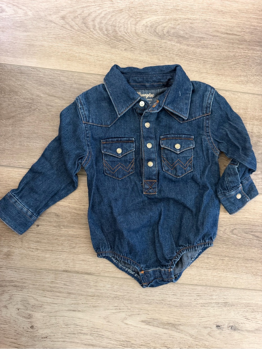 Wrangler Dark Blue Denim Infant Snap-Front Western Shirt